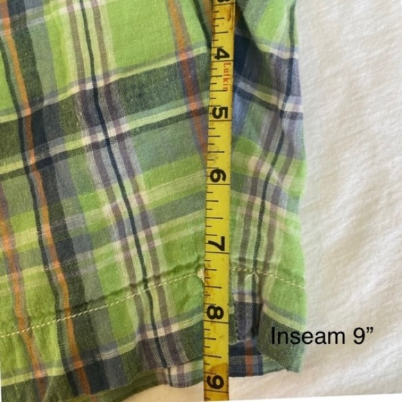 Polo by Ralph Lauren 100% Linen Skater Golf Shorts Green Plaid Plus Size M42 - Picture 14 of 15